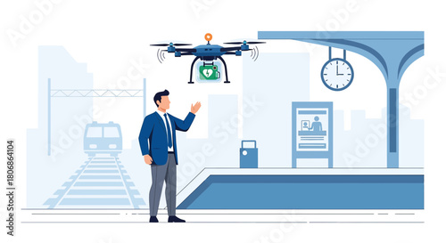 Automated emergency response: Drone delivering life-saving defibrillator at train platform