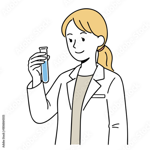 白衣を着た研究員のイラスト　女性