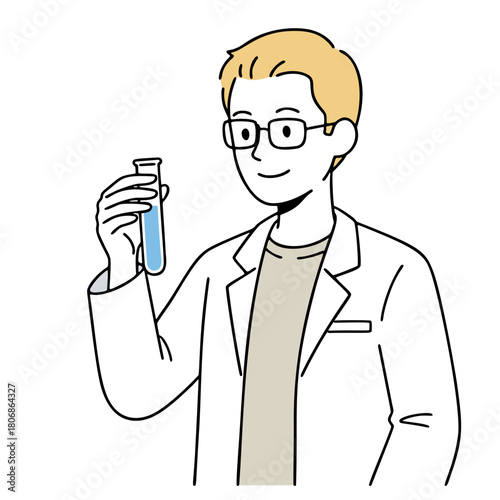 白衣を着た研究員のイラスト　男性