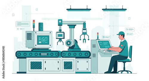 Automated manufacturing process supervision by a skilled technician ensuring quality production