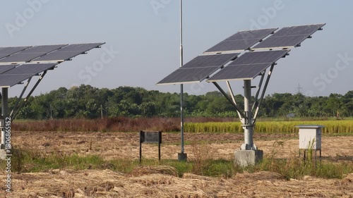 solar water pump system in harvested rice field