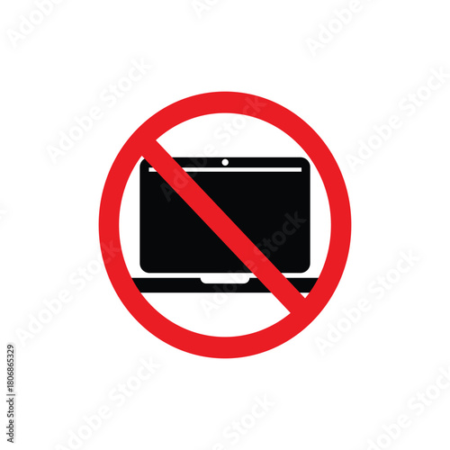 No laptop sign, indicating a restriction or prohibition of computer use in the area