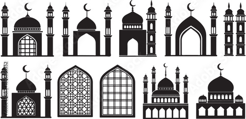 Islamic Mosque and Minaret Silhouettes  window Collection