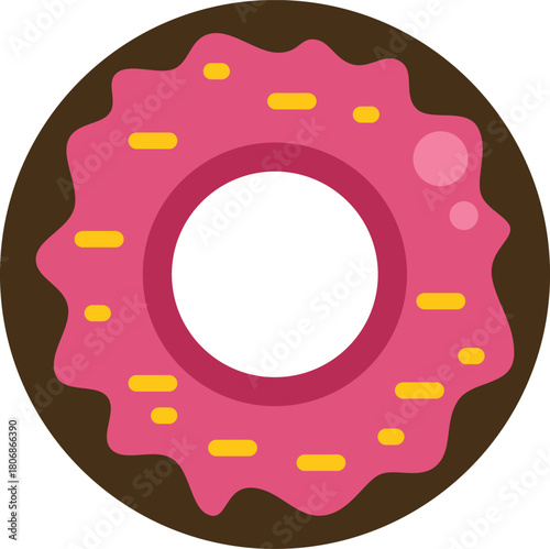 Sweet pink donut with yellow sprinkles is making your mouth water