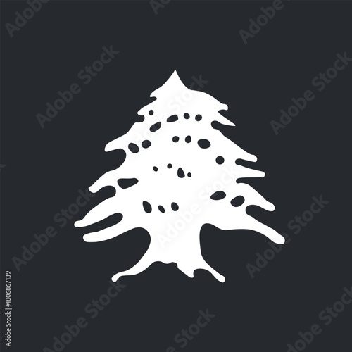 Lebanese Cedar Tree white emblem. Lebanon flag element