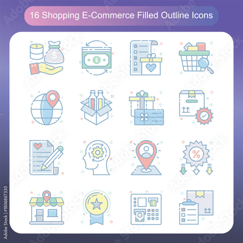 Shopping and Ecommerce Filled outline Style Icons Set 3