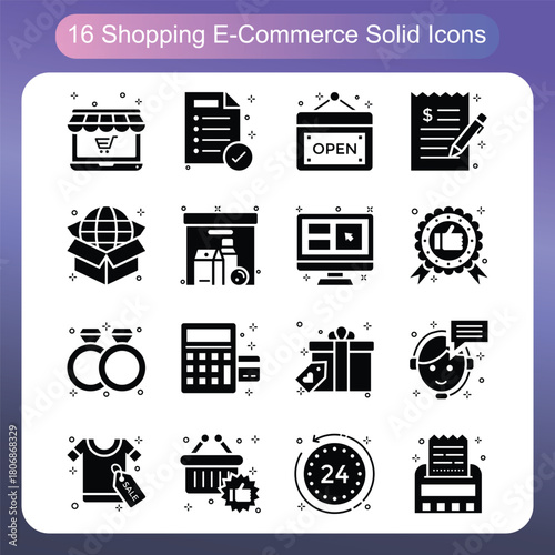 Shopping and Ecommerce Solid Style Icons Set 5