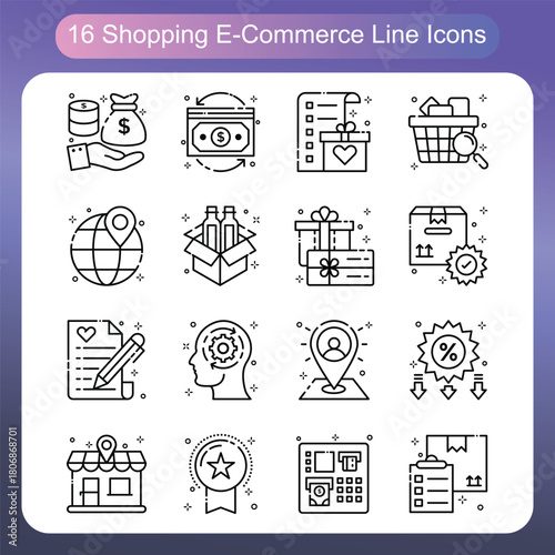 Shopping and Ecommerce Line Style Icons Set 3