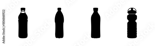 Collection of diverse plastic bottle silhouettes and icons