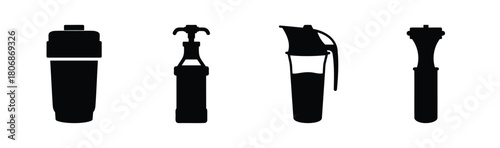 Kitchen and barware essential tool silhouettes vector set