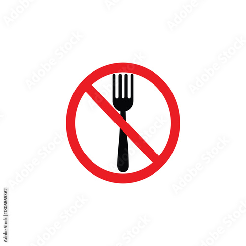No food or drinks allowed sign with a fork inside a red circle