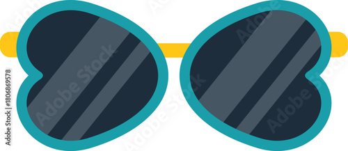 Stylish heart shaped sunglasses represent summer romance and modern fashion trends