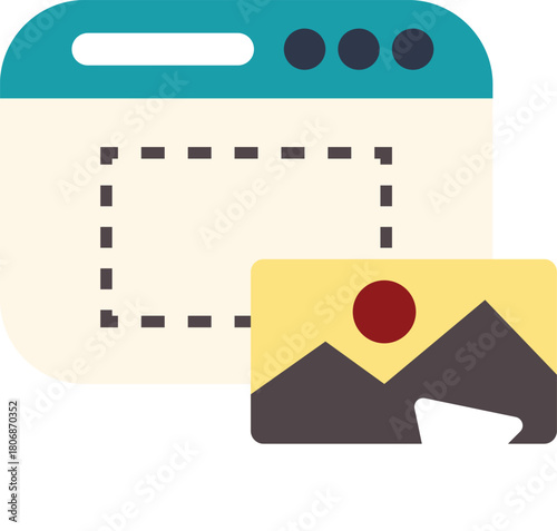 Adding picture to website, content management system interface, dragging image to browser window, creative job