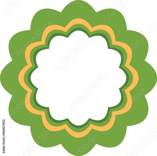 Green and yellow frame with scalloped edges creating a decorative and customizable space