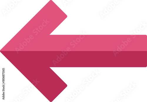 Simple pink arrow pointing to the left, ideal for indicating previous steps, return options, or backward navigation