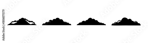 Four black cloud or terrain silhouettes vector illustration.