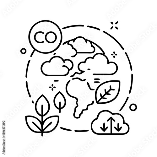 Ecological Balance Depicting CO2 Reduction, Reforestation and a Sustainable Environment Concept