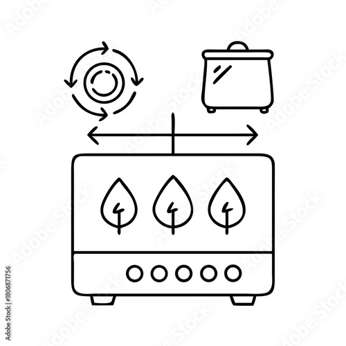 Schematic representation of air purification, circulation and aromatherapy with essential oils