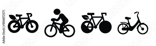 Bicycle and cycling icons representing sustainable transport