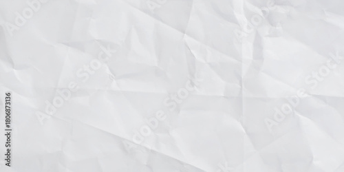 White clean crumpled paper background. Horizontal crumpled empty paper template for posters and banners. Vector illustration. 