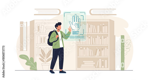 Future library access with biometric authentication using hand recognition for secure entry