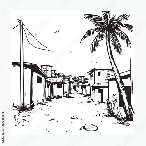 vector illustration of slum landscape