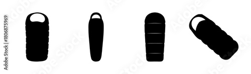 Sleeping bag vector icons for camping and outdoor activities
