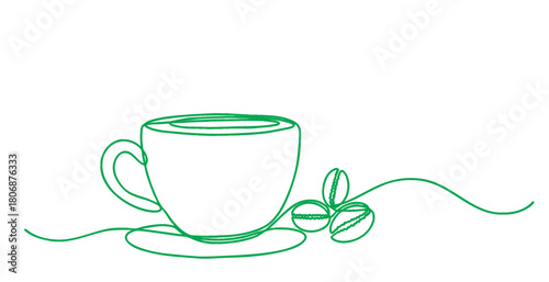 Cup and coffee beand line art