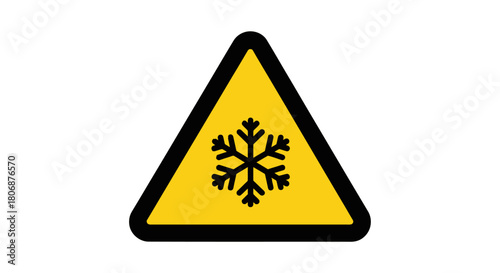 Caution Snowflake Hazard Sign - Be Aware of Ice and Extreme Cold Conditions