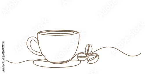 Cup and coffee bean line art