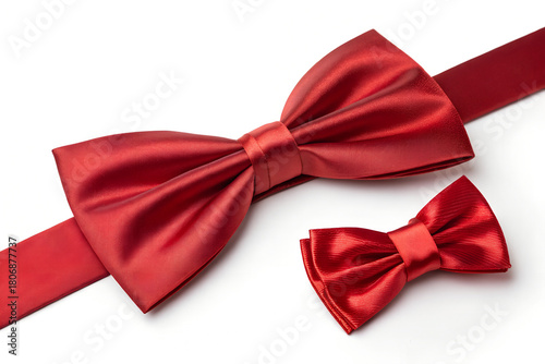 Red Satin Bow Tie Set for Formal and Casual Wear
