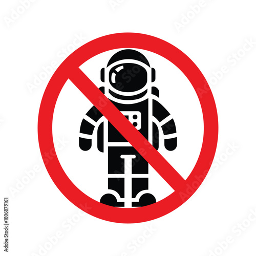 No astronaut sign prohibition sign with astronaut icon vector illustration