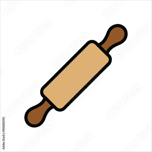 Rolling Pin Vector Illustration – Baking Tool and Kitchen Utensil Icon
