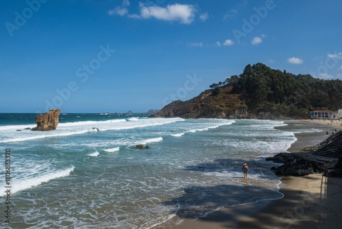 Waves at Playa de Aguilar, Cudillero, Asturias, Spain