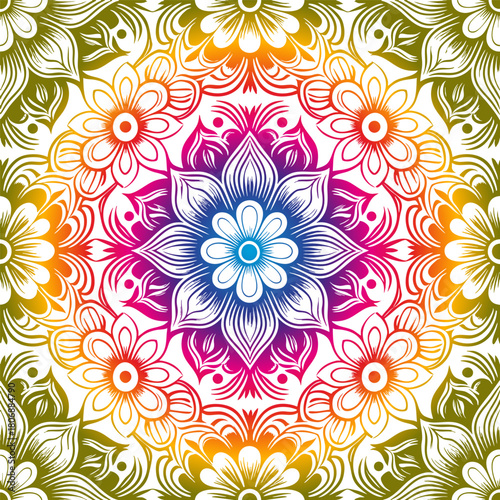 Ornement décoratif Motif floral abstrait Etoile Fleur de style Papier Peint Tapisserie Vecteur