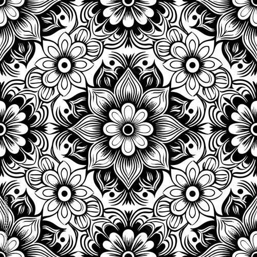 Ornement décoratif Motif floral abstrait Etoile Fleur de style Papier Peint Tapisserie Vecteur