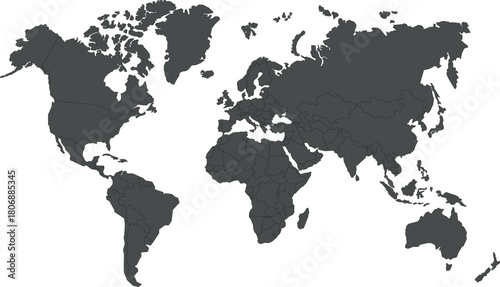 Grey blank world map.