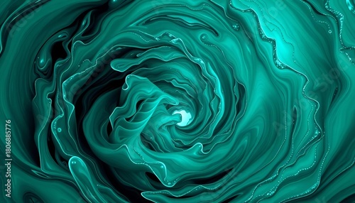 Swirling, biomorphic form in deep teal, reminiscent of seaweed,   seamless,   wave