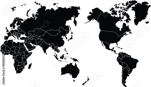 World map on white background. World map template with continents, North and South America, Europe and Asia, Africa and Australia
By Yevhenii
