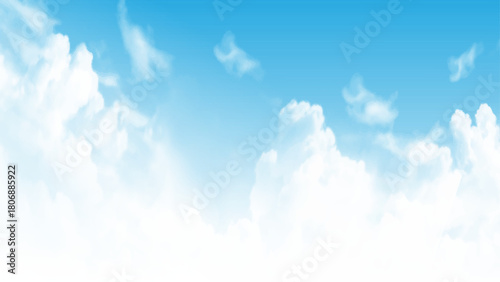 An image of a nice blue sky with clouds. White clouds in a blue sky. Sky background