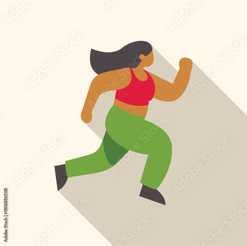 Curvy woman running, promoting body positivity and healthy lifestyle