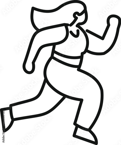 Empowering illustration of a plus size woman running, promoting body positivity, healthy lifestyle, and fitness