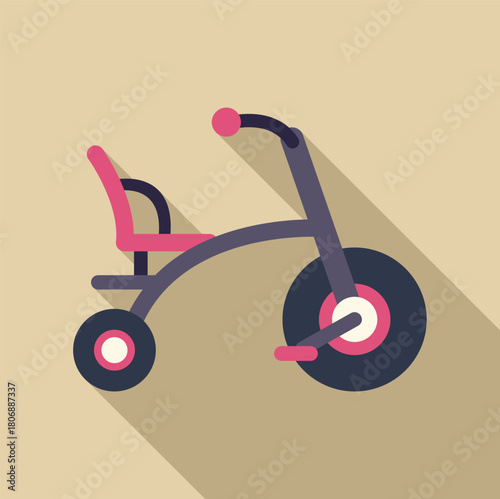 Children's tricycle with pink seat and big front wheel, ideal for playing and having fun outdoors