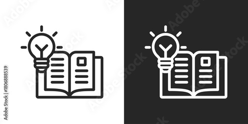 Theory Icon In Line Version On Black And White Background