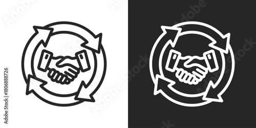 Acquisition Icon In Line Version On Black And White Background