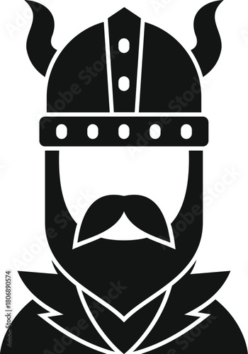 Viking warrior with horned helmet and fur clothing, representing scandinavian history and culture