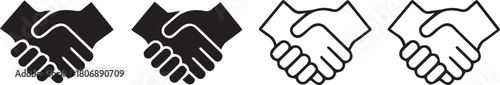 Diverse handshake icon set for business and partnership concepts