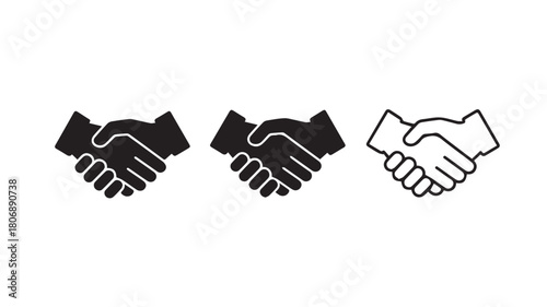 Collection of professional handshake icons for business and partnership concepts