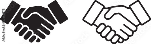 Set of diverse handshake icons representing partnership and agreement