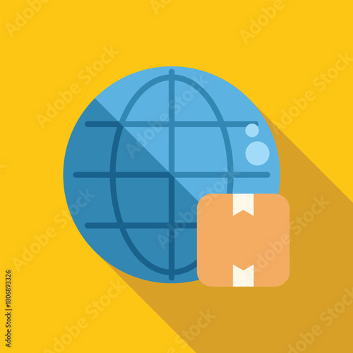 Cardboard box near planet earth representing international delivery, global shipping and worldwide logistics